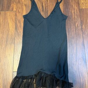 Free People Intimates Black Ruffle Hem Slip Dress